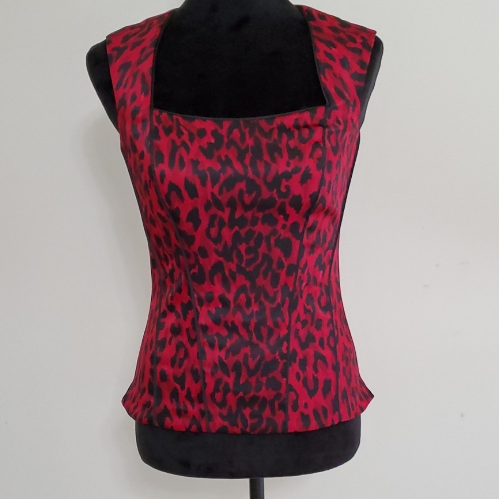 WHBM Leopard Print Fitted Top
